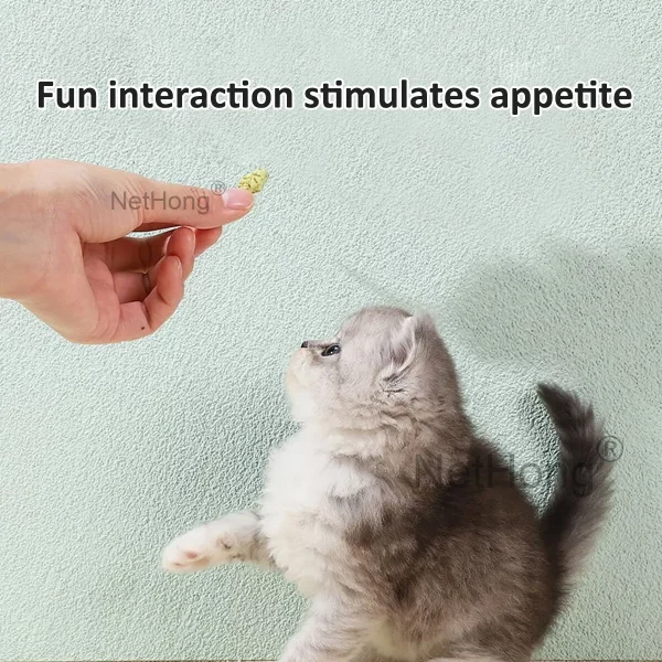Pile of bite-sized cat treats, highlighting their size for training.