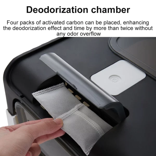 Cat litter box with top entry flap and deodorizer compartment