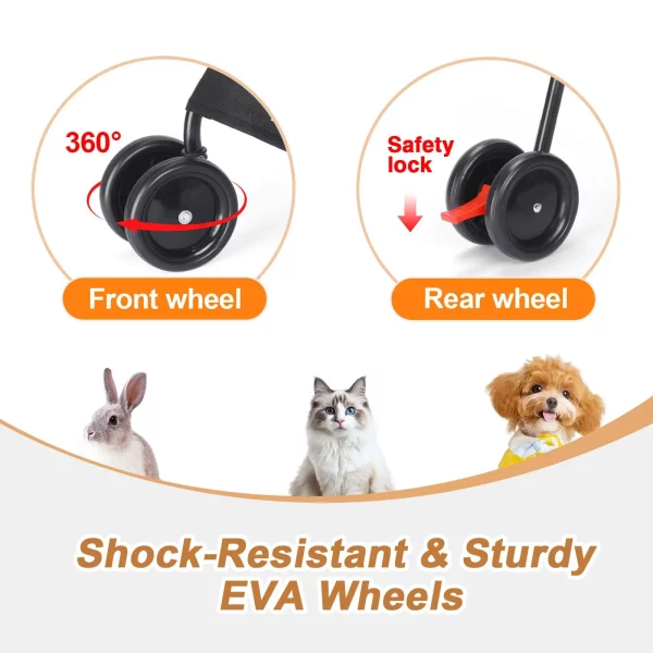 Compact folded view of the travel dog stroller for easy storage