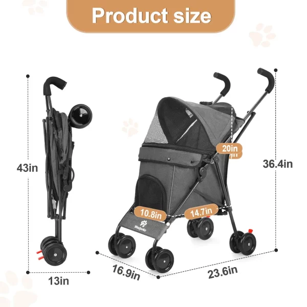 Side profile of the portable pet stroller showcasing its maneuverability
