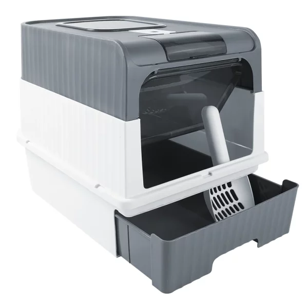 [UK Stock] Litter box Cat Litter Box with Lid Drawer Style Cat Toilet Pet Supplies Portable Cat Litter Pan with Plastic