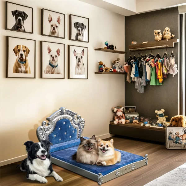 Close-up of the plush Dutch velvet texture on a luxury pet bed