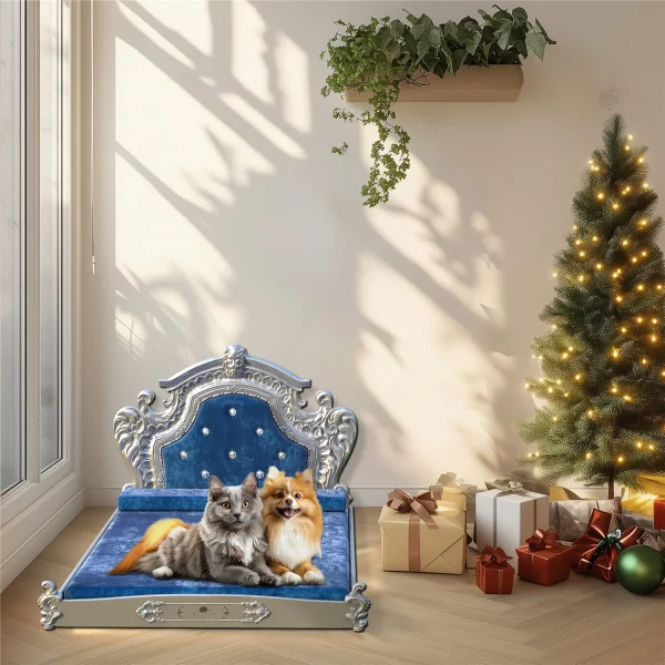 Medium dog resting comfortably on a luxury pet bed