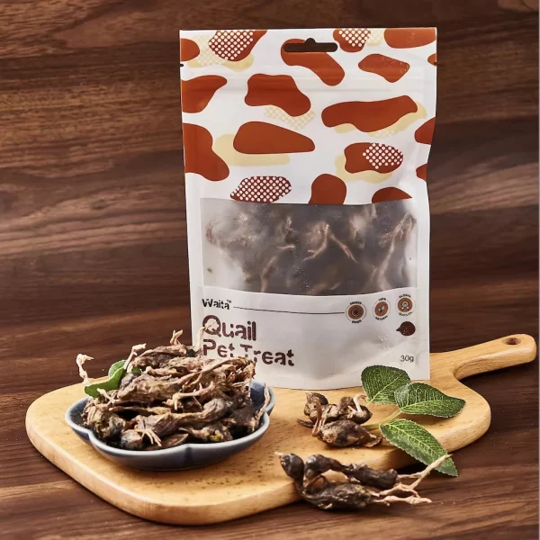 Detailed view of freeze-dried quail pieces showing texture