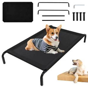 Elevated Dog Bed - 3 Sizes, Outdoor Pet Sofa Bed for Camping, Black Raised Cot for Dogs/Cats, L, Elevated Dog Bed,