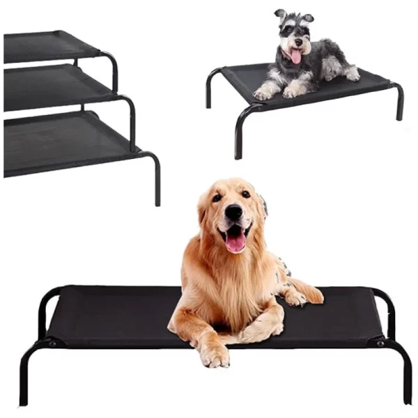 Close-up of breathable mesh fabric on elevated dog bed