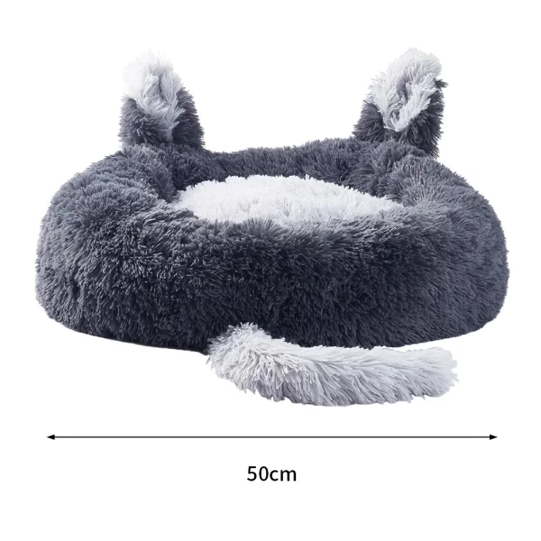Dark grey plush pet bed, ideal for small dogs or cats