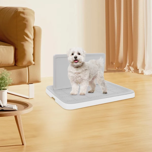 Dog potty tray with raised grille, showing paw-friendly design
