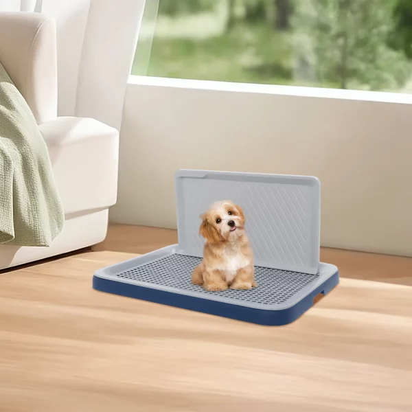 Close-up of the high wall on the dog potty tray