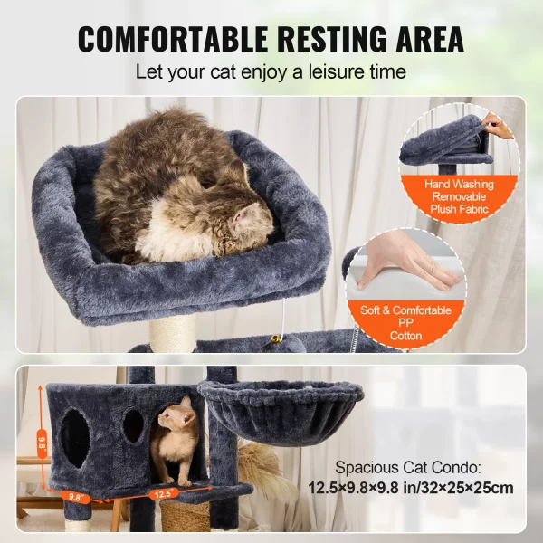 Cat tree with sisal scratching posts and dangling toy