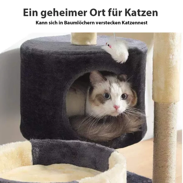 Cat climbing frame shown with anti-toppling device