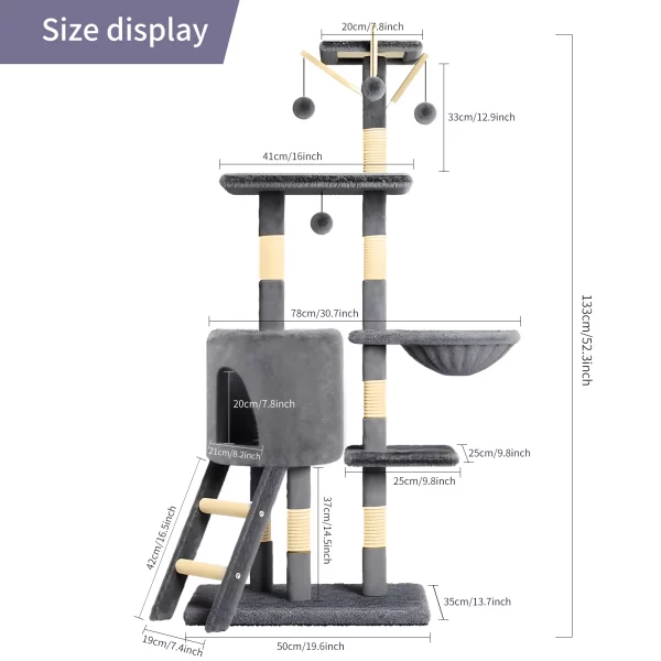 Cat tower featuring a comfortable hammock for lounging