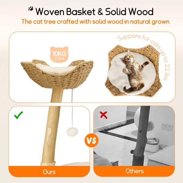 Full view of the modern cat tree in a living room setting.