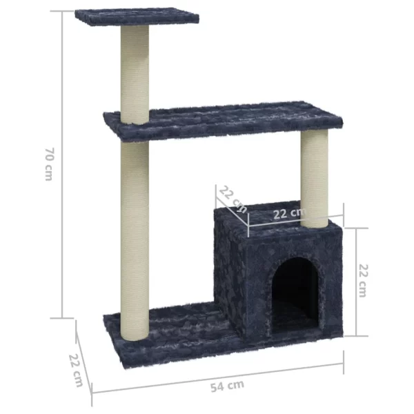Cat Tree with Sisal Scratching Posts Dark Grey 70cm, 1pcs, UNITED KINGDOM