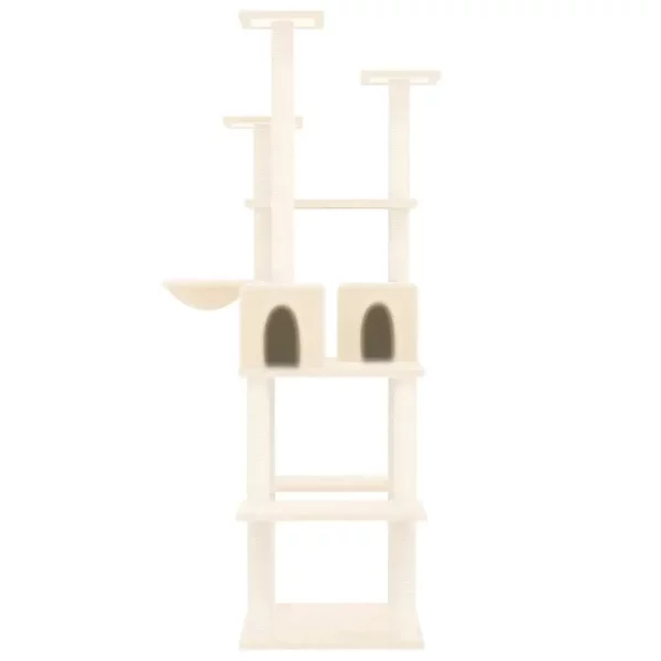 Cat stretching on a sisal scratching post of the activity centre