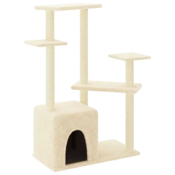 Cozy hideaway house on a cream cat activity centre