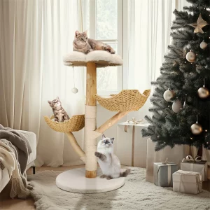 110cm Modern Cat Furniture Climbing Tree Solid Wood Activity Center with Scratching Post for Kitty, Australia