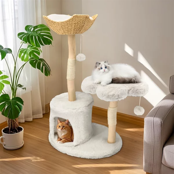Another side view highlighting the height and tiers of the cat tree