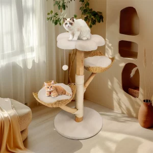 110cm Modern Cat Furniture Climbing Tree Solid Wood Activity Center with Scratching Post for Kitty, GERMANY