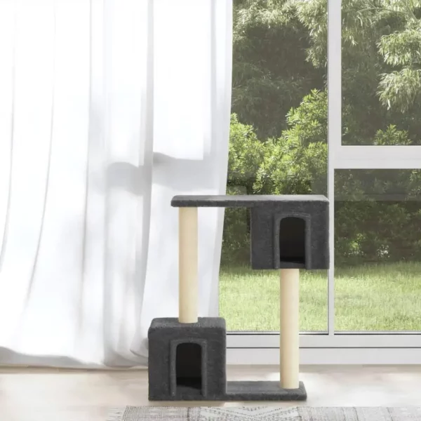 60cm Dark Grey Cat Tree with Sisal Scratching Posts - Perfect for Play and Climbing, UNITED KINGDOM