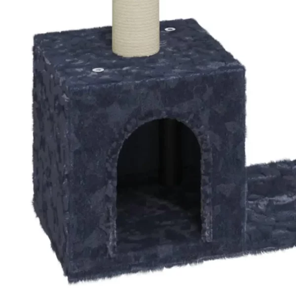 Plush fabric and sisal rope texture on the cat climbing tower