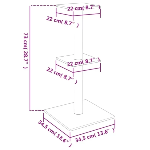 Full view of the light grey cat tree, showcasing its height and design