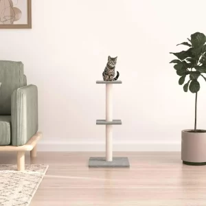 Cat Tree with Sisal Scratching Posts 73cm Light Grey Perfect for Cats, As pictures showed, UNITED KINGDOM