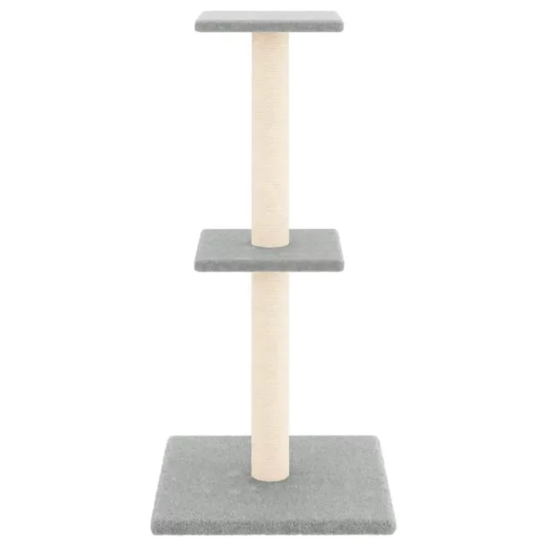 Multi-level cat tree showing perches and lounging areas