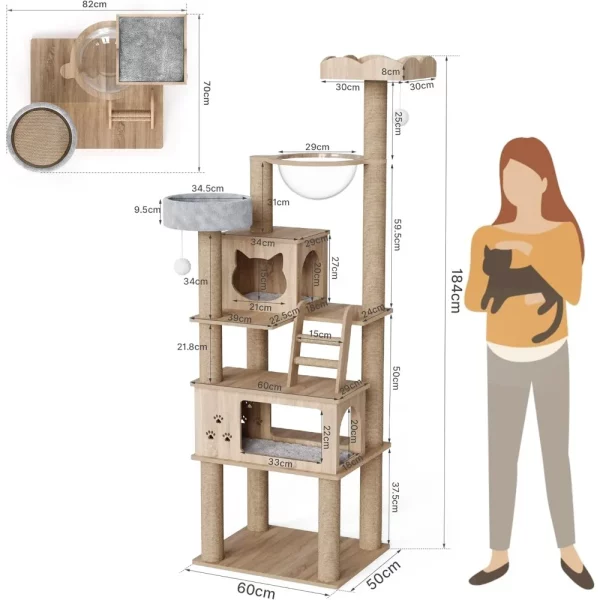 Cat tree, close-up of a cosy cat house with a unique shape