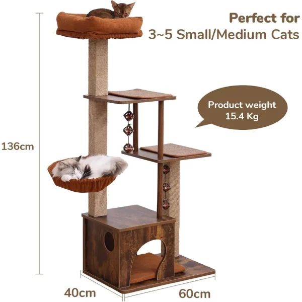 Close-up of jute-wrapped scratching posts on cat tree