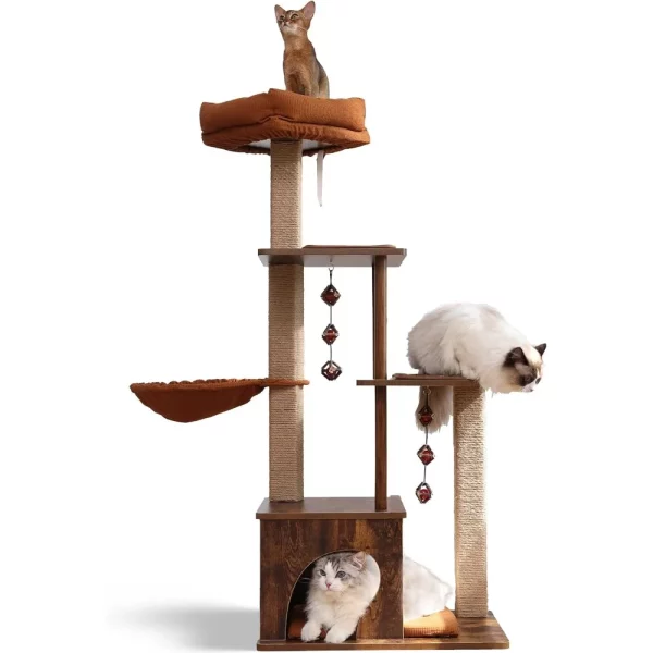 Cat tree base with anti-slip pads and anti-tipping strap
