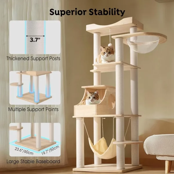 Cat tree, angled view highlighting multiple levels