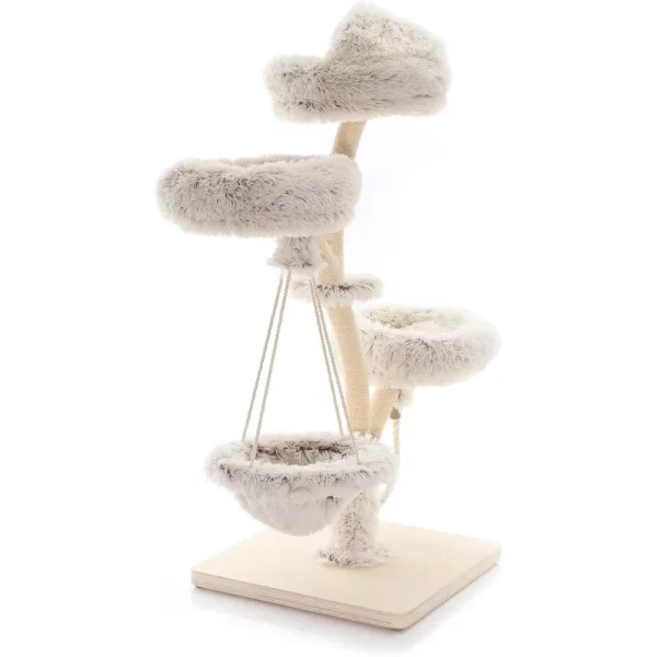 Base of the cat tree, showing its stability and rectangular design