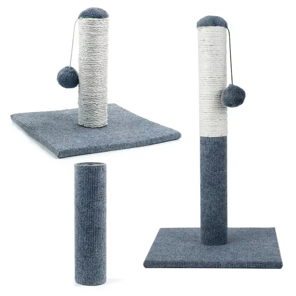 White and grey sisal cat scratcher assembly view