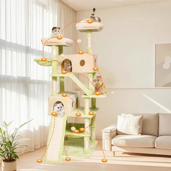 Durable sisal rope scratching posts on a tall cat tree
