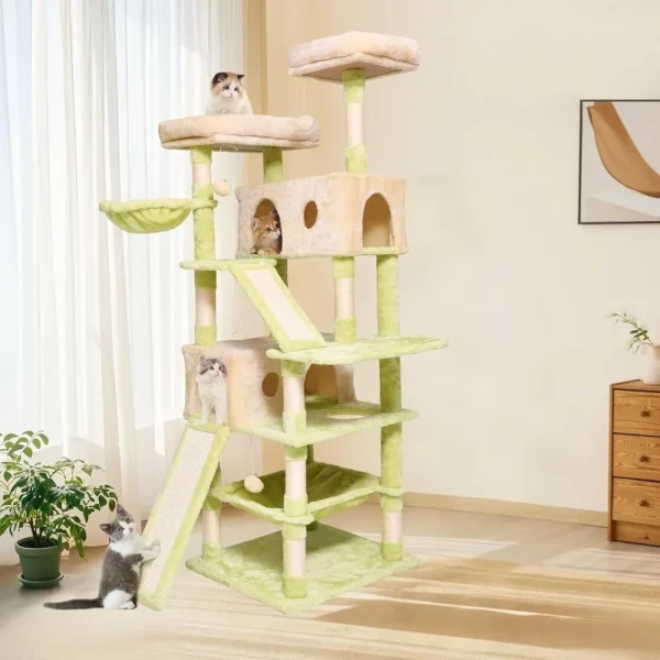 Multi-level cat tower with multiple perches and condos