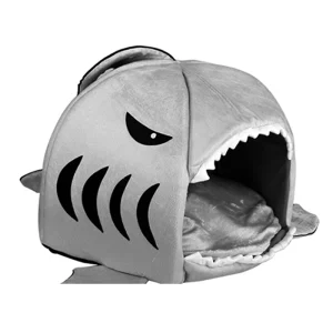 Shark pet house from the front, showing the open mouth entrance.