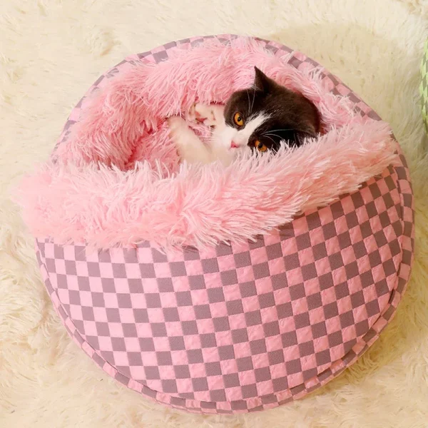Pet resting comfortably inside the semi-enclosed nest