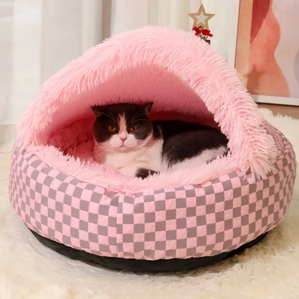 Close-up of the plush fabric texture of the pet bed
