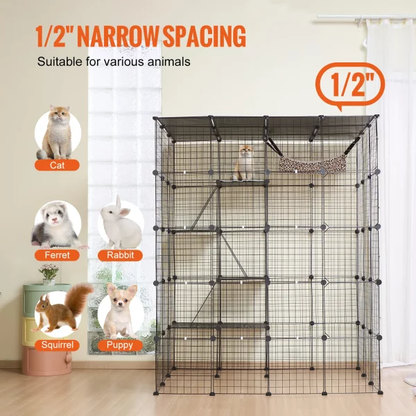 Cat cage set up outdoors on a patio, showing versatile placement