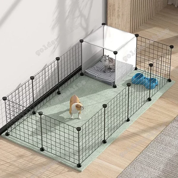 DIY pet cat cage, close-up of panel connectors and door