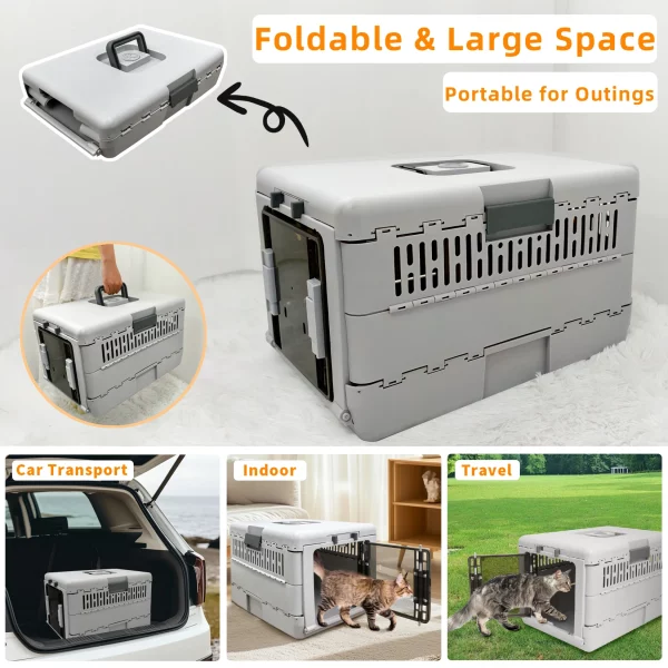 Pet carrier placed in a car seat for transport