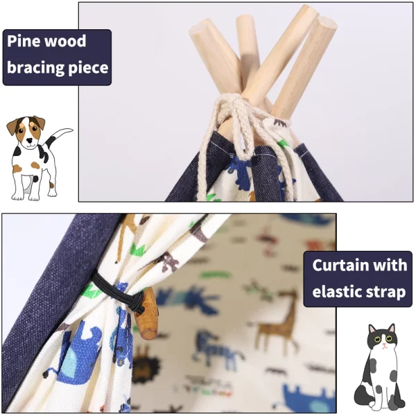 The pet teepee tent folded or disassembled for storage