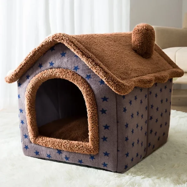 Lifestyle image of the plush pet bed in a home setting