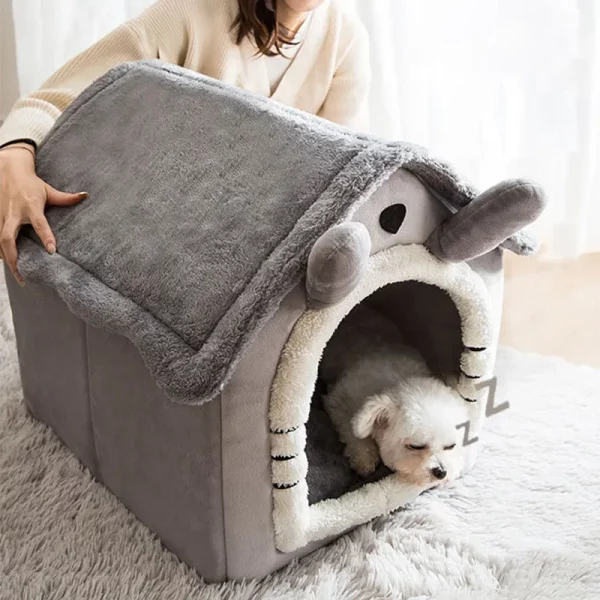 Side view of the breathable warm plush pet bed