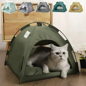 Pet Tent Bed Removable Cat Sofa Basket Canvas Semi-enclosed Cat House Dog Cave Hut Cat Sleeping Bed for Room Decor Pet
