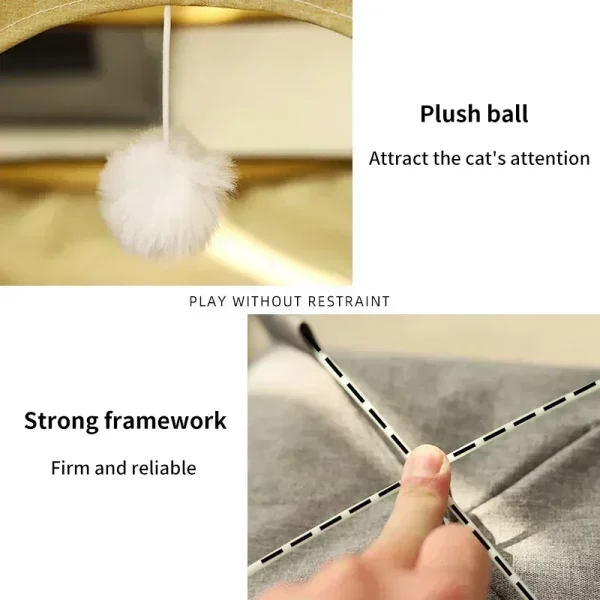 Close-up of the removable cushion inside the pet tent bed.