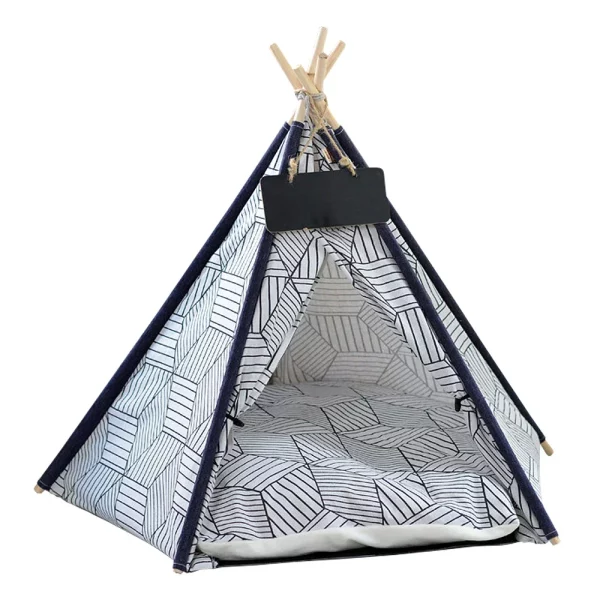 Close-up of the blackboard feature on a pet tent house dog bed