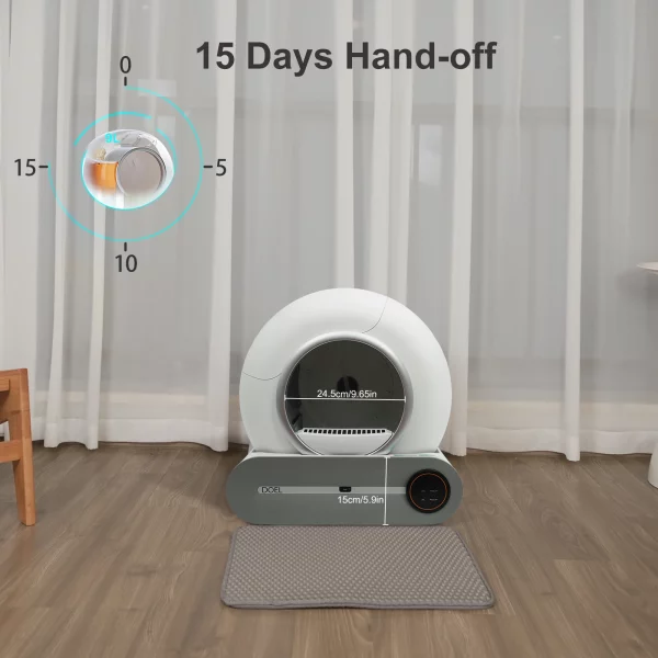 Diagram showing the sensor system and waste collection of the smart cat toilet