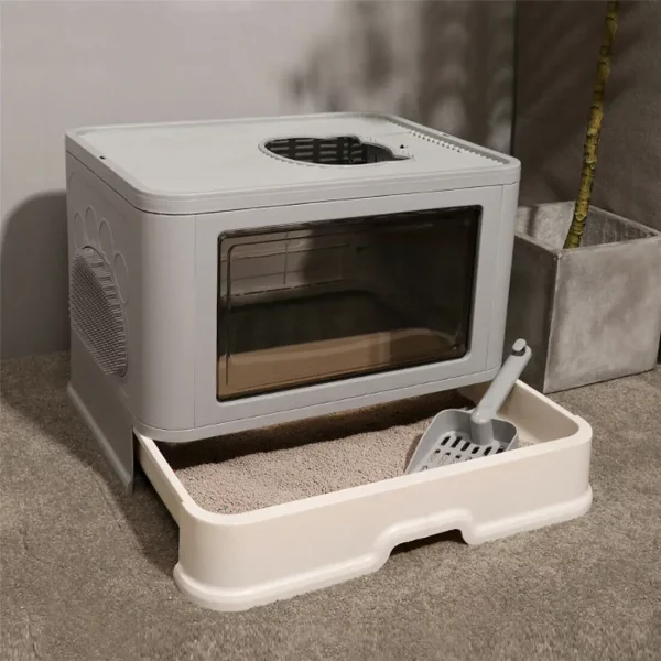 Enclosed cat toilet with dual entry system